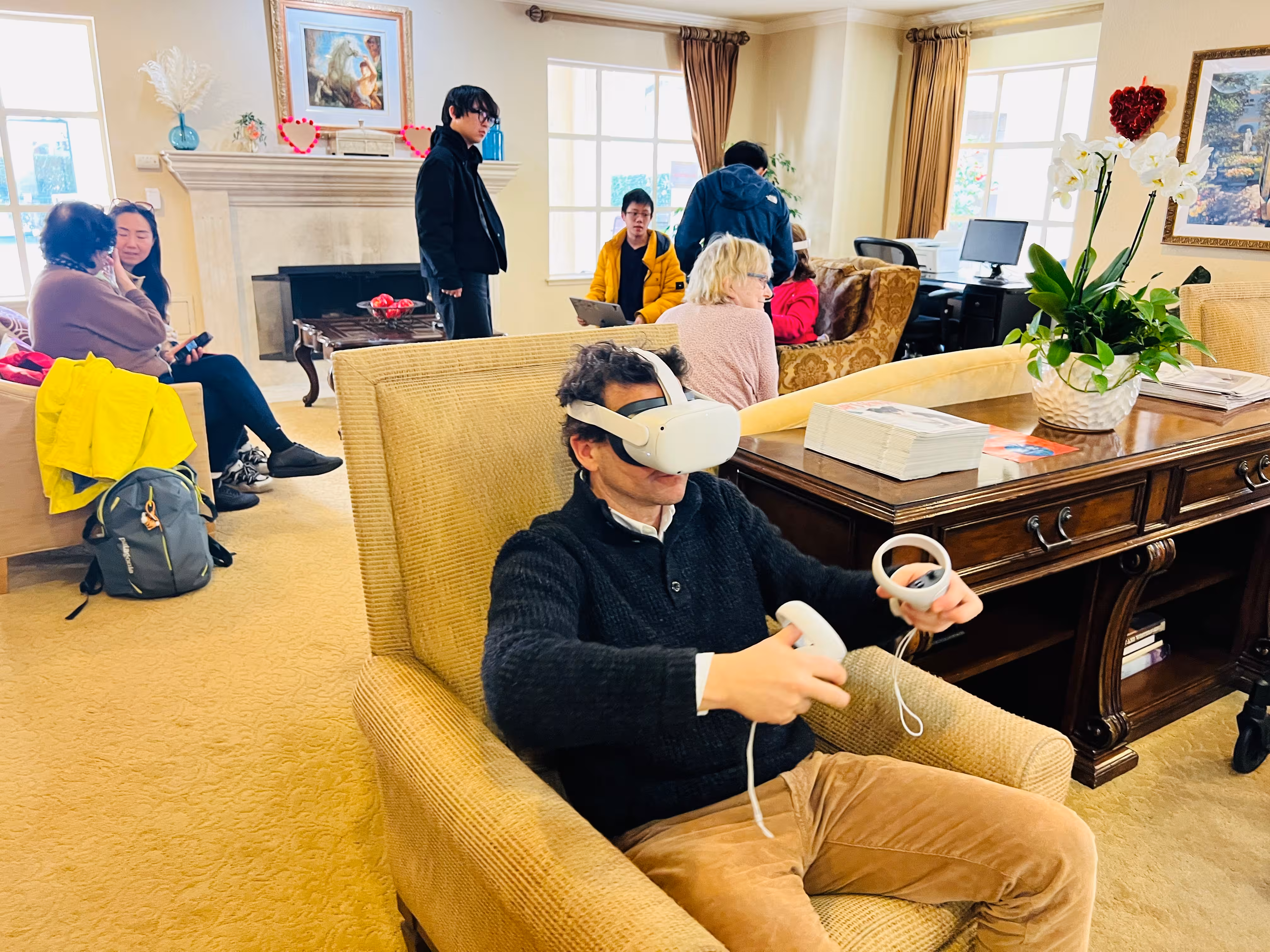 Residents trying VR at Chateau Cupertino
